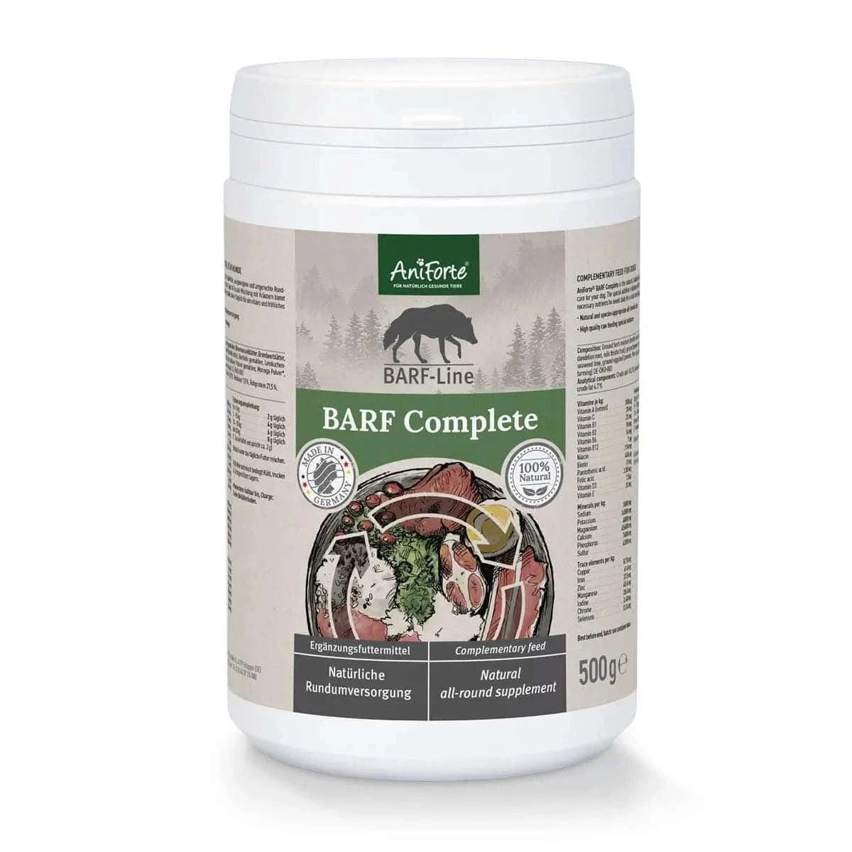 Weiße Dose mit Aufdruck Aniforte BARF