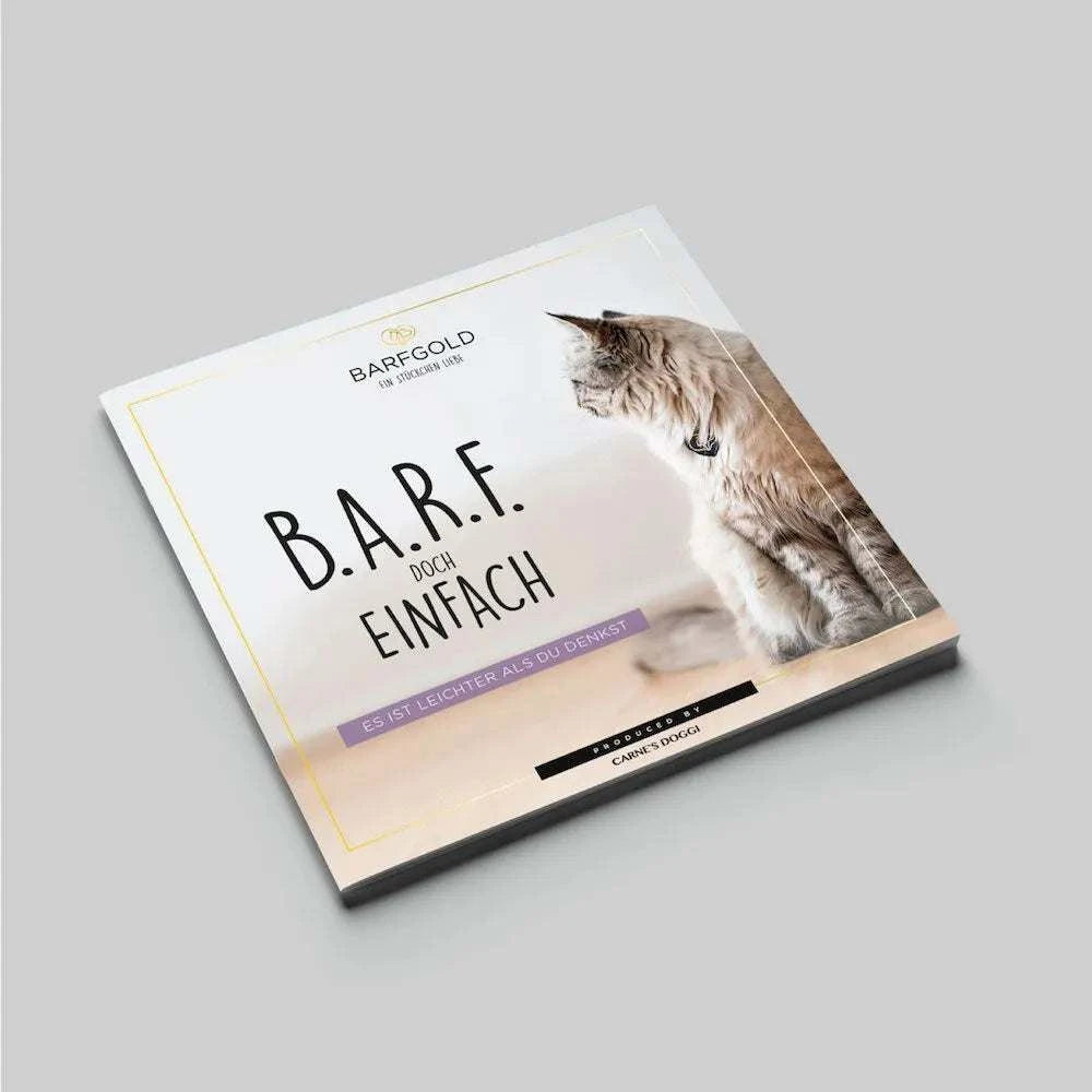 BARFGOLD BARF-Heftchen "Barf doch einfach" mit Tipps zum einfachen Einstieg ins BARFen für Hunde und Katzen.